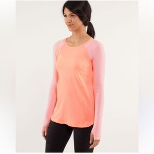 Pink and Gray turn it up Long Sleeve lululemon Top